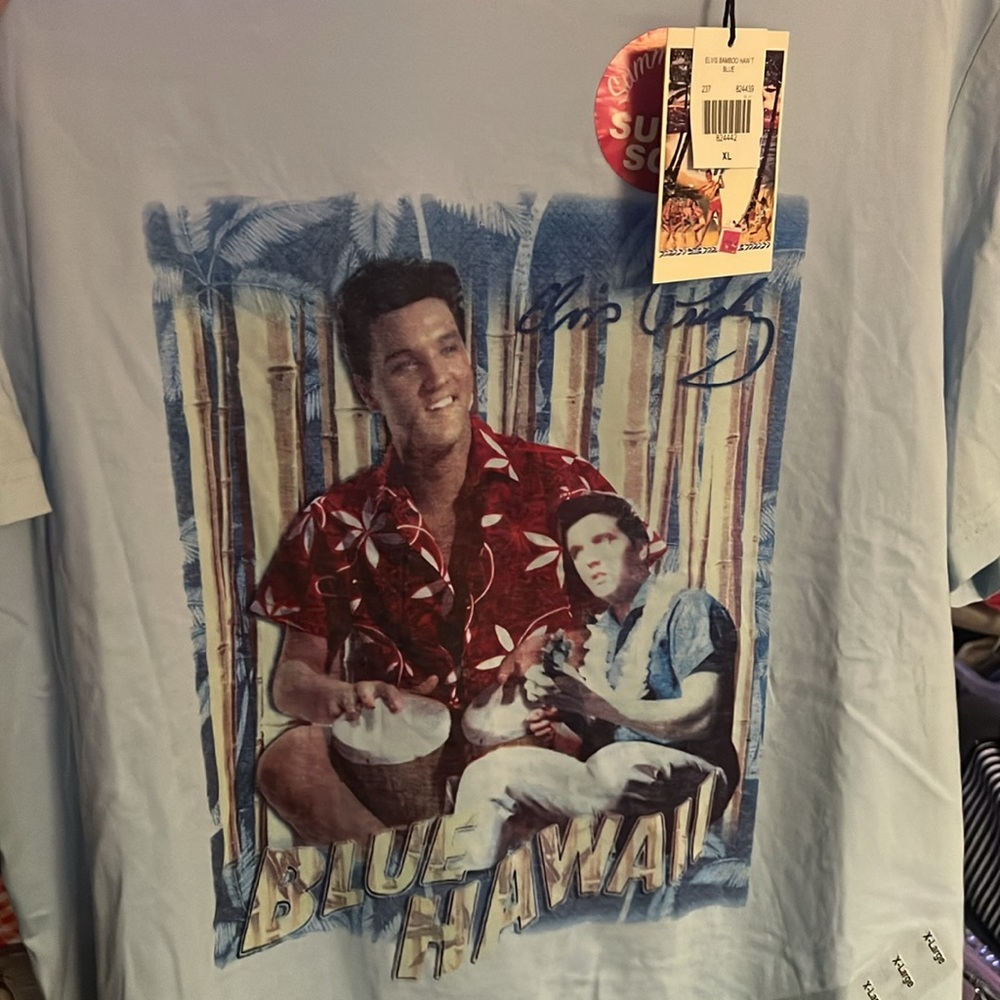 ELVIS PRESLEY “BLUE HAWAII”🌊 NEW with TAG‼️ Blue T-Shirt 💯% Cotton Size XXL - Picture 10 of 16